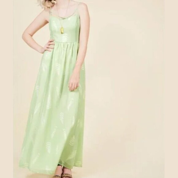 Fern print Maxi-dress by Modcloth, mint green, size 3x - Picture 7 of 8